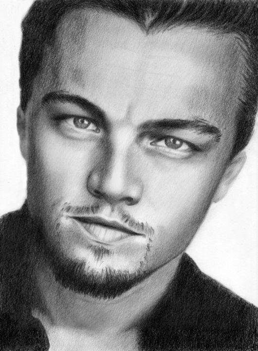 Drawing titled "Leonardo Di Caprio" by Maria Jose Bischoff, Original Artwork, Graphite