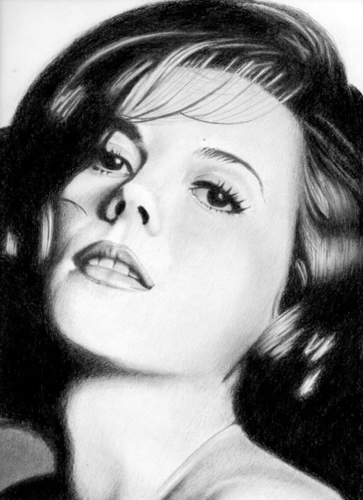 Рисунок под названием "Natalie Wood" - Maria Jose Bischoff, Подлинное произведение искусства, Графит