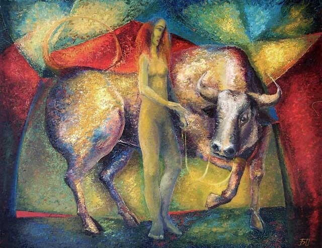 Peinture intitulée "Taming" par Biser Panayotov, Œuvre d'art originale, Huile
