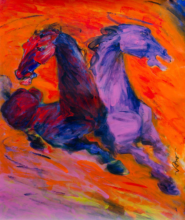 Pintura intitulada "Horse Power 119" por Biswajit Das, Obras de arte originais, Acrílico