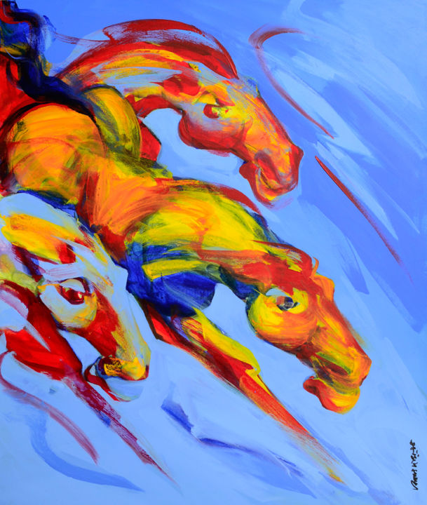 Peinture intitulée "Horse Power 111" par Biswajit Das, Œuvre d'art originale