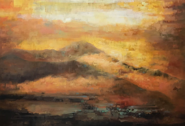 Schilderij getiteld "Sunrise" door Bita Mohabbati, Origineel Kunstwerk, Olie