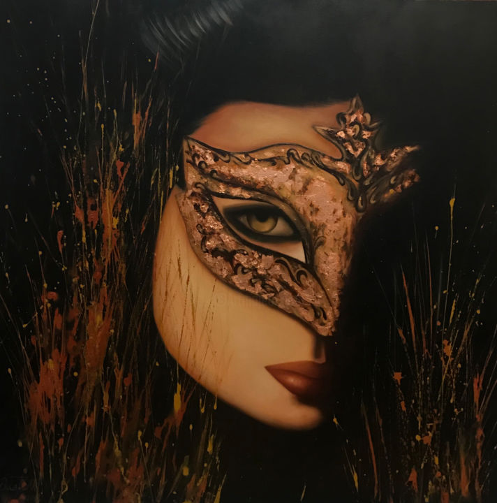 Digital Arts titled "Mask" by Bita Mohabbati, Original Artwork, Oil