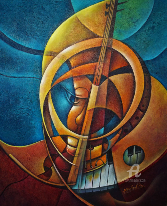 Painting titled "LA Musique en Liber…" by Bitho Faustin, Original Artwork, Acrylic