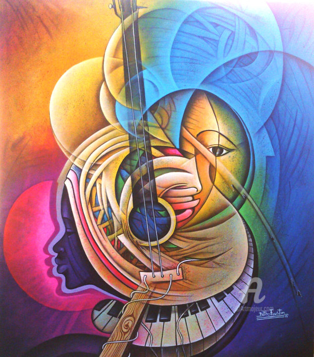 Peinture intitulée "La Musique est le R…" par Bitho Faustin, Œuvre d'art originale, Acrylique