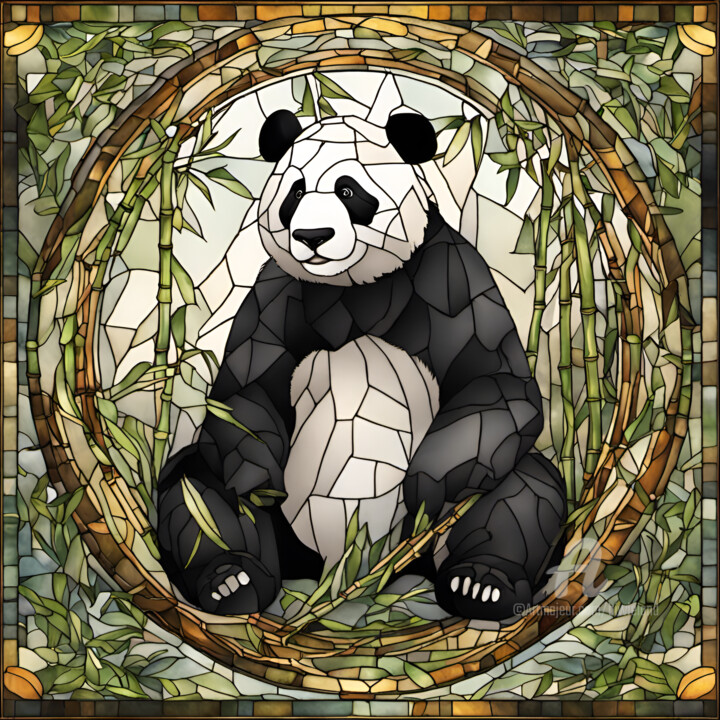Digitale Kunst getiteld "Panda" door Beiza Wieland, Origineel Kunstwerk, AI gegenereerde afbeelding