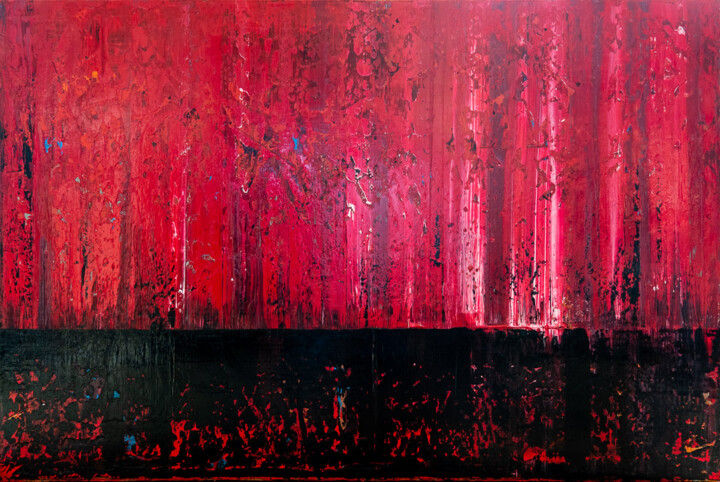 Malarstwo zatytułowany „Feuer” autorstwa Björn Wiedemann, Oryginalna praca, Akryl Zamontowany na Drewniana rama noszy