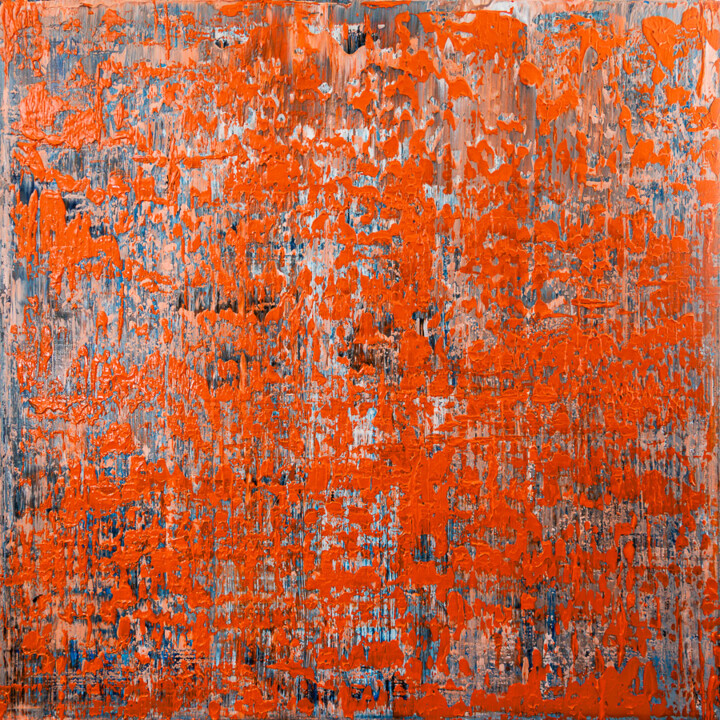 Malerei mit dem Titel "Orange Field" von Björn Wiedemann, Original-Kunstwerk, Acryl Auf Keilrahmen aus Holz montiert