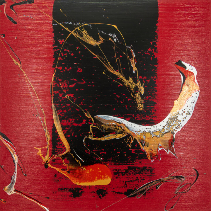 Pintura titulada "Spikey Red" por Björn Wiedemann, Obra de arte original, Acrílico Montado en Bastidor de camilla de madera