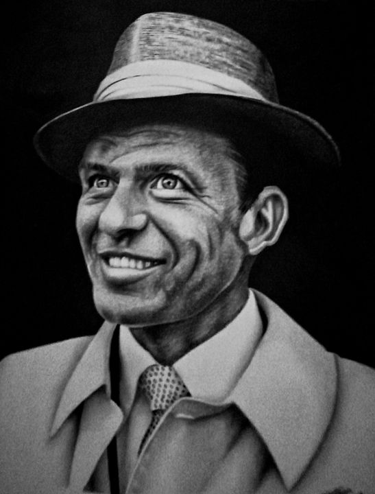 Рисунок под названием "Frank Sinatra Penci…" - Bjornhunneman, Подлинное произведение искусства, Графит