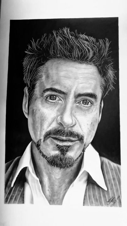 Dessin intitulée "Robert Downey JR." par Bjornhunneman, Œuvre d'art originale, Graphite