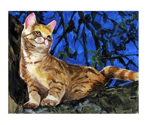 Pittura intitolato "Tabby Feline" da Betty James, Opera d'arte originale