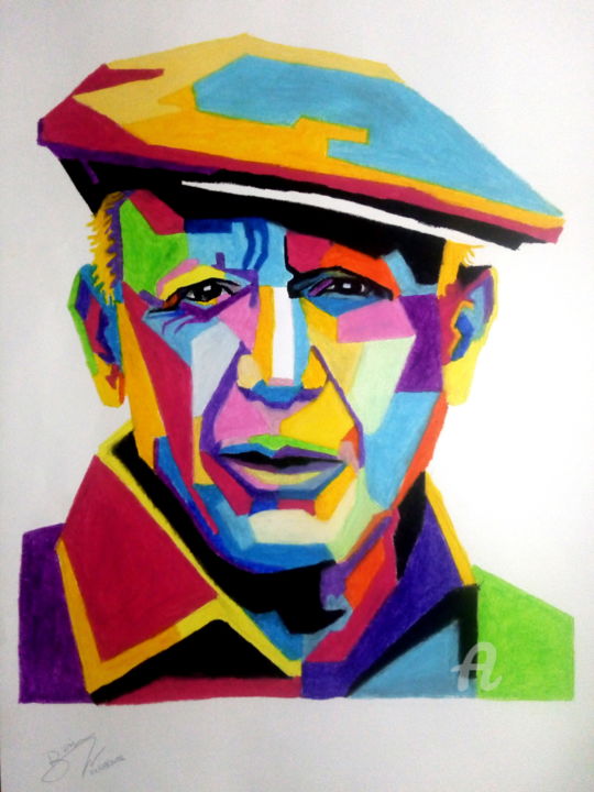 Painting titled "Pablo Picasso" by Bianchini Jr, Original Artwork, Pastel