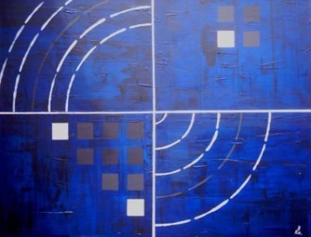 Malerei mit dem Titel "Modern-Blue" von Bk-Design-Acrylbilder, Original-Kunstwerk, Öl