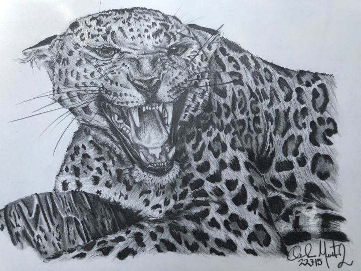 Disegno intitolato "Jaguar" da Black Coatl Designs, Opera d'arte originale, Grafite