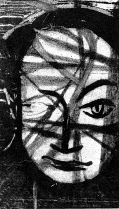 Drawing titled "Half-blind" by Blago Simeonov, Original Artwork, Charcoal