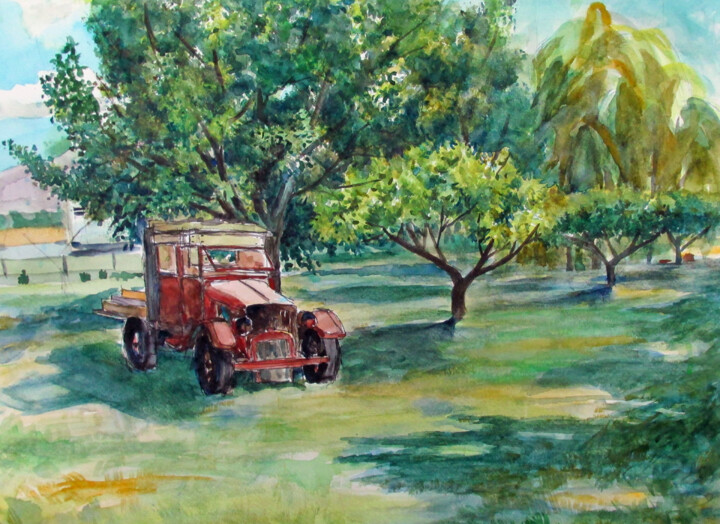 Painting titled "Last Delivery" by Blaine Clayton, Original Artwork, Watercolor