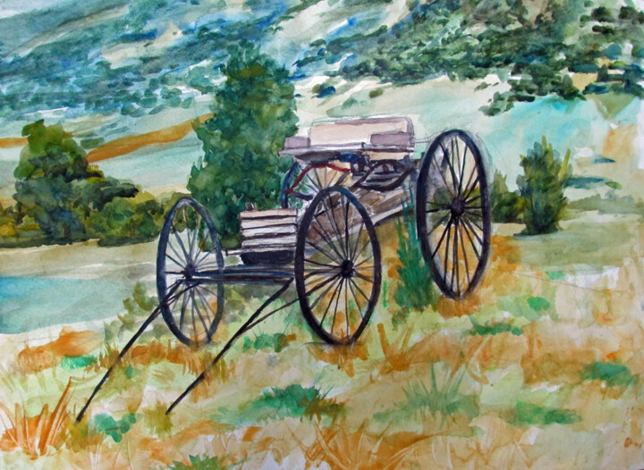 Painting titled "Bugy out frount" by Blaine Clayton, Original Artwork, Watercolor