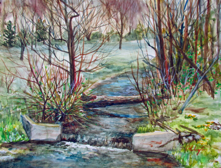 Painting titled "brook.jpg" by Blaine Clayton, Original Artwork, Watercolor