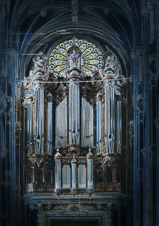 Photographie intitulée "ORGUE, EGLISE SAINT…" par Blaise Lavenex, Œuvre d'art originale, Photographie manipulée