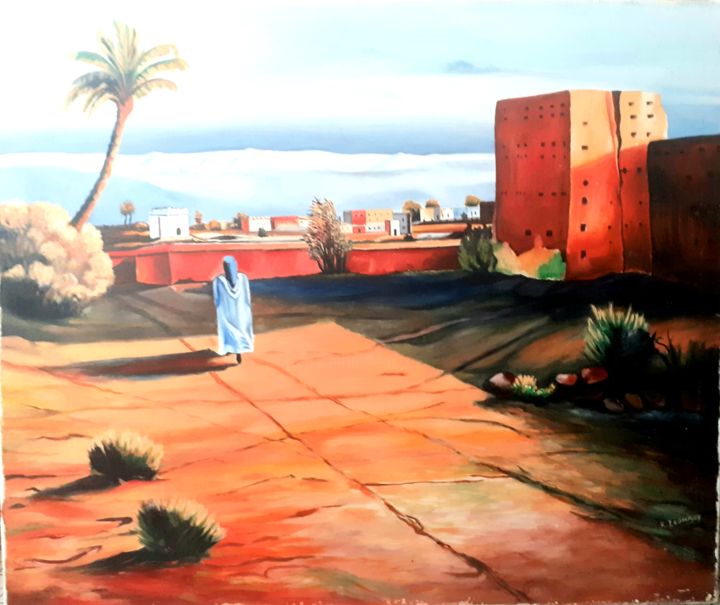 Peinture intitulée "Dans le desert" par Jonathan Bleesz, Œuvre d'art originale, Acrylique Monté sur Châssis