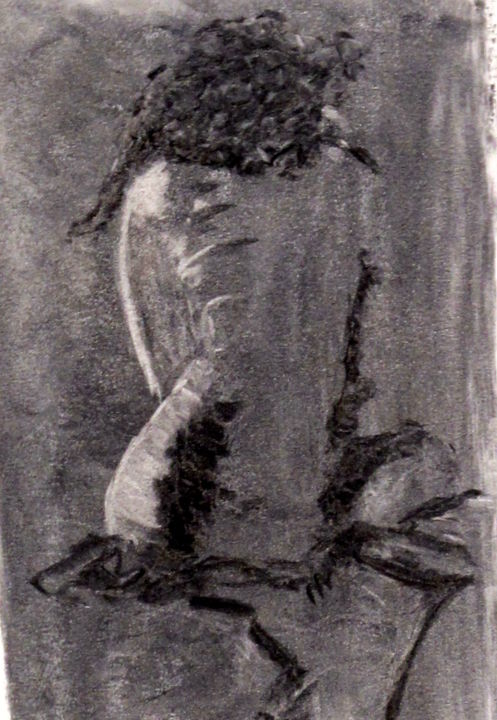 Painting titled "nu-de-dos.jpg" by Sylvie Guinand (Blanche G.), Original Artwork, Charcoal