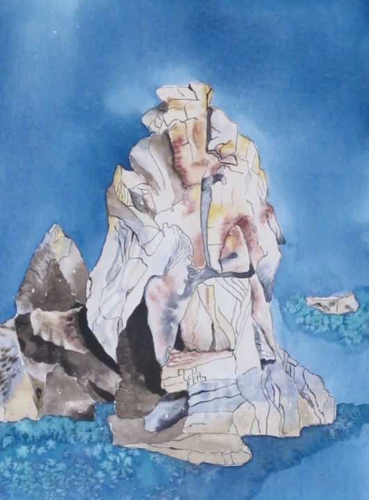 Pintura intitulada "Roches" por Sylvie Guinand (Blanche G.), Obras de arte originais, Outro