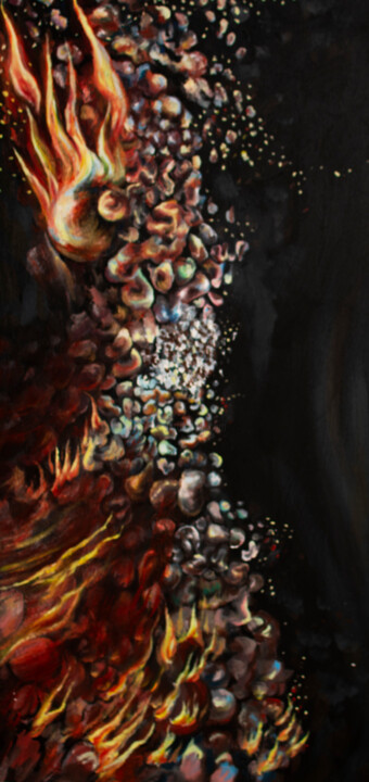 Peinture intitulée "Déluge interne 2" par Blandine Granier, Œuvre d'art originale, Huile
