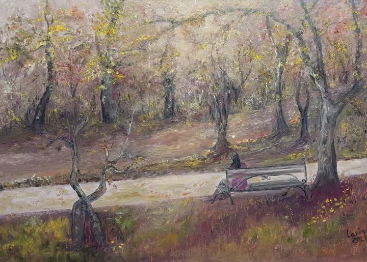 Painting titled "Like a leaf..." by Laris, Original Art, Oil