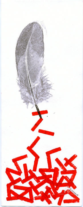 印花与版画 标题为“TRAITS ET PLUME” 由Bruno Laxague, 原创艺术品, Linocuts