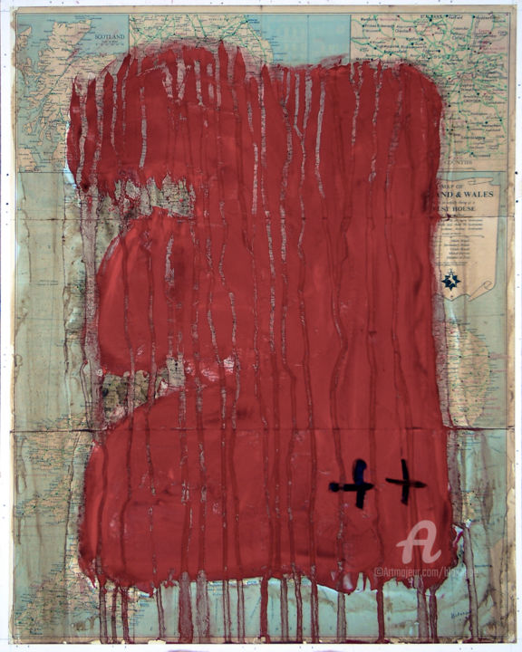Картина под названием "4-III-04 - BREXIT" - Bruno Laxague, Подлинное произведение искусства, Акрил Установлен на картон