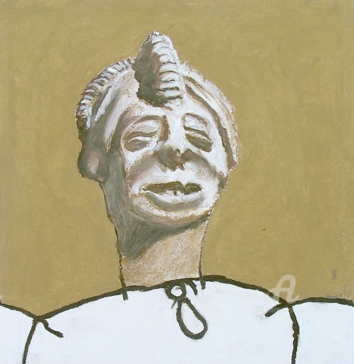 Peinture intitulée "MUE MASQUÉE 3" par Bruno Laxague, Œuvre d'art originale, Pastel