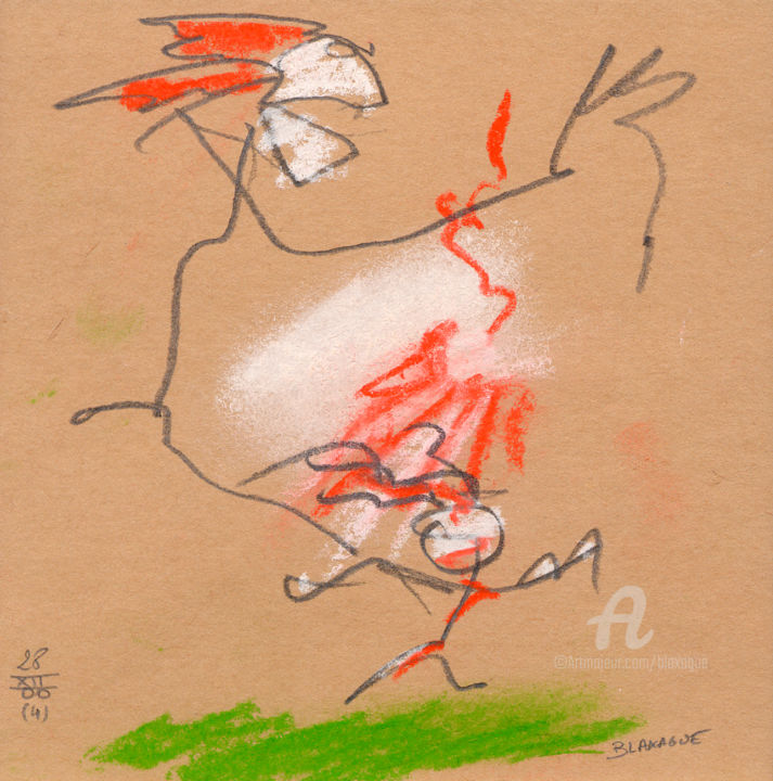 Dessin intitulée "28-XII-00 (4)" par Bruno Laxague, Œuvre d'art originale, Craie Monté sur Carton