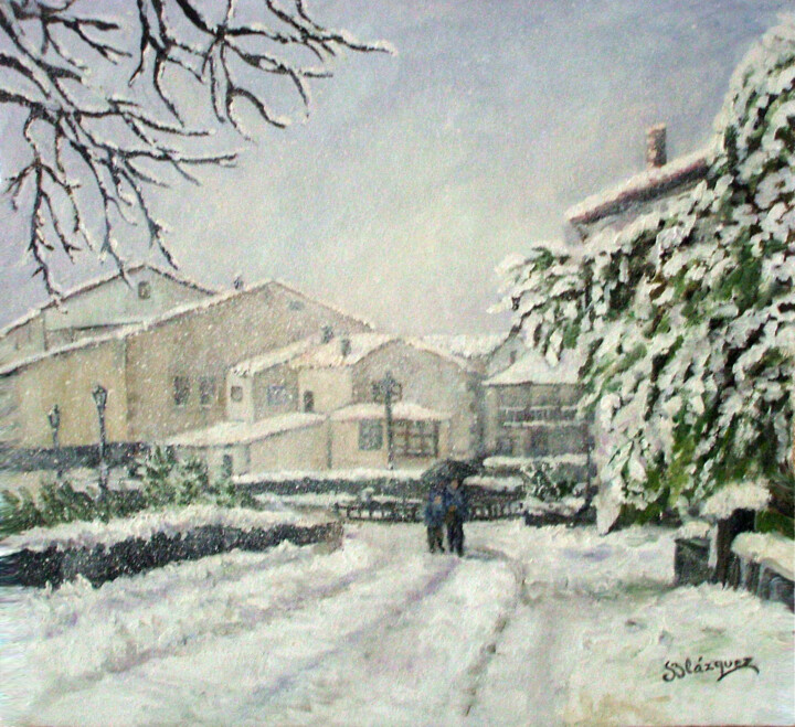 Painting titled "TIEMPO DE NIEVES" by Blázquez, Original Artwork, Oil