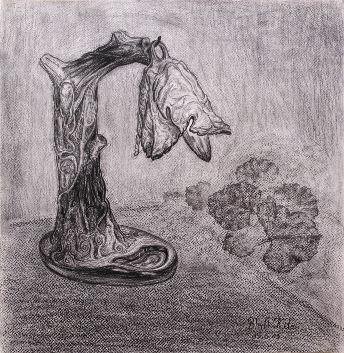 Disegno intitolato "The lamp and plant" da Bledi Kita, Opera d'arte originale, Matita