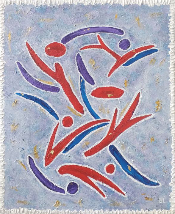 Painting titled "Elans, dorures et c…" by Bruno Lescarret, Original Artwork, Acrylic