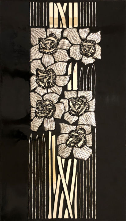 Pintura titulada "Art deco flowers" por Olga Turchinskaya, Obra de arte original, Resina