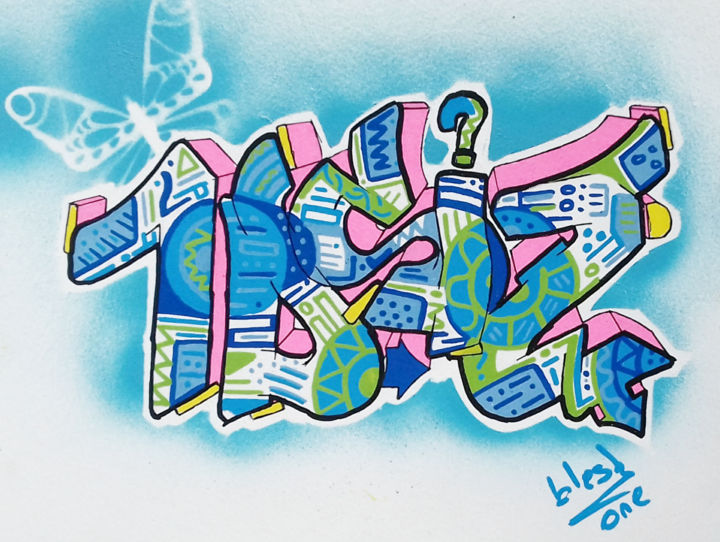 Pintura titulada "1DSIZ  (indécise)" por Blesk_one, Obra de arte original, Acrílico