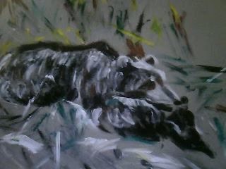 Painting titled "dream bear" by Bleudhiver, Original Artwork, Oil