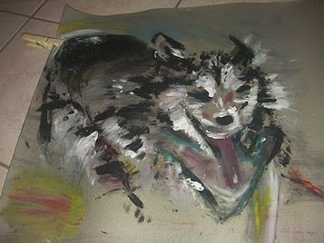 Painting titled "ghost husky" by Bleudhiver, Original Artwork, Oil