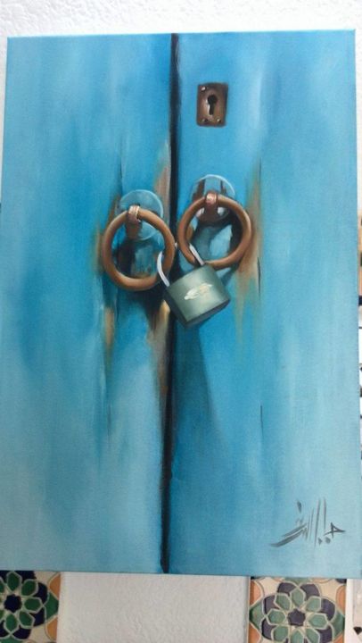 Pintura titulada "La  porte  de  fond…" por Mohamed Larbi Amayed, Obra de arte original