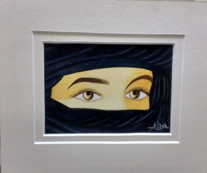 Pintura titulada "touareg femme du de…" por Mohamed Larbi Amayed, Obra de arte original