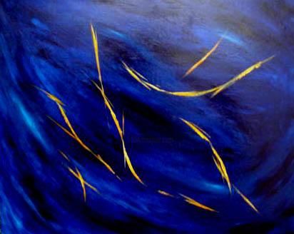 Peinture intitulée "Bleu n4" par Bastien Preudhomme, Œuvre d'art originale, Huile