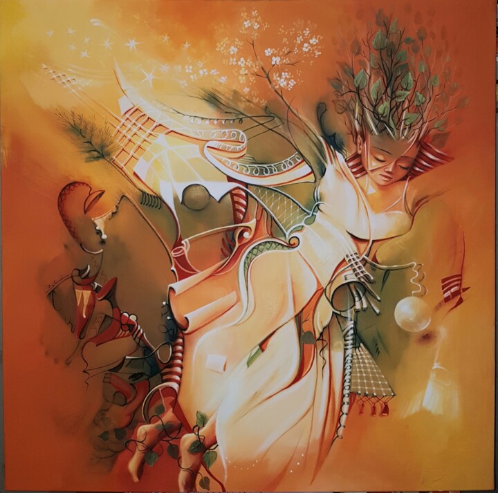 Картина под названием "Genesis" - Blindu, Подлинное произведение искусства, Акрил Установлен на Деревянная рама для носилок