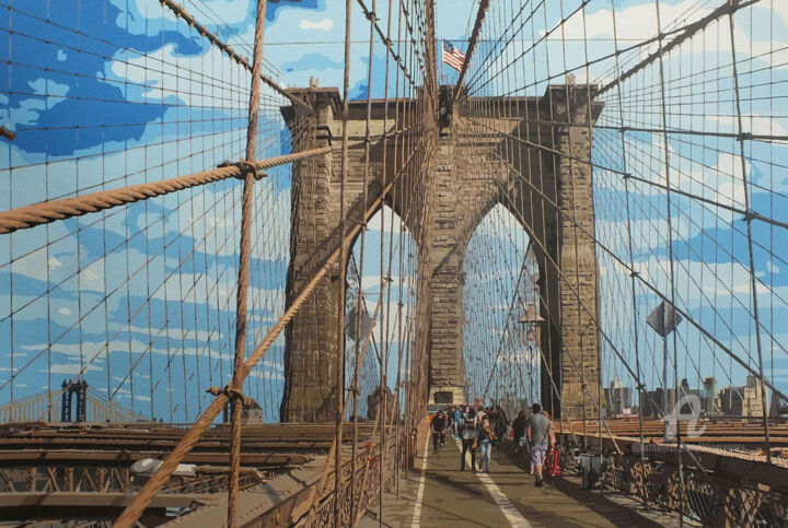 Картина под названием "Brooklyn Bridge II" - Grégory Blin, Подлинное произведение искусства, Акрил