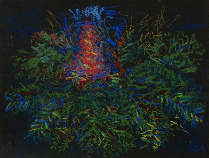 Tekening getiteld "Fougère en fleurs." door Blinov Igor, Origineel Kunstwerk, Pastel