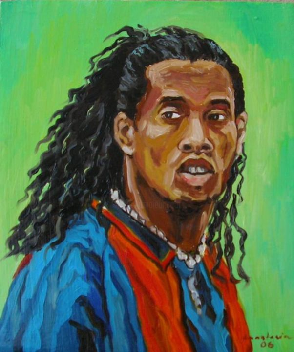 Pittura intitolato "Ronaldinho" da Anastasia, Opera d'arte originale, Olio