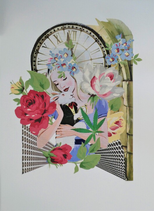 Collages intitulée "ALICE" par D-Reves, Œuvre d'art originale, Collages