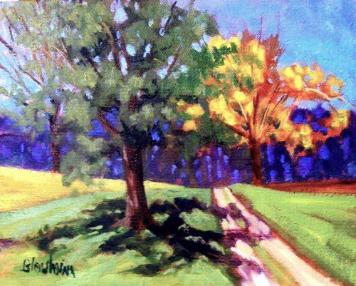 Картина под названием "Troy Alabama Trees" - Linda Blondheim, Подлинное произведение искусства, Масло