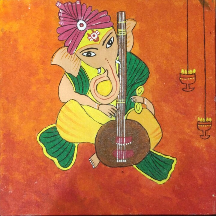 Peinture intitulée "Lord Ganesha painti…" par Bloom In Paint Tyagi, Œuvre d'art originale, Acrylique